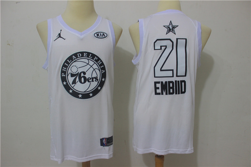 Men Philadelphia 76ers #21 Embiid White 2108 All Stars NBA Jerseys->milwaukee bucks->NBA Jersey